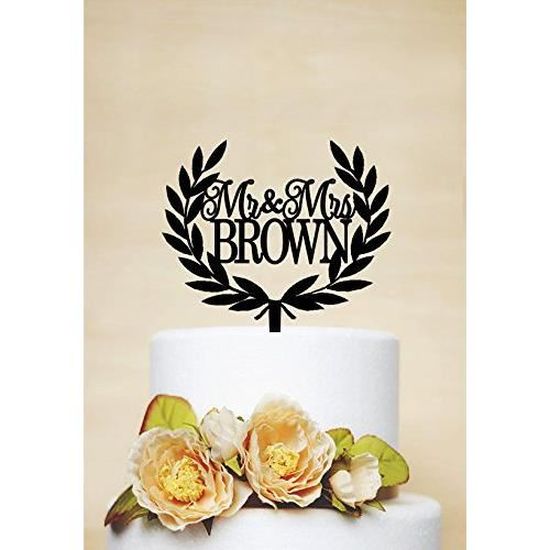Personnalise Mr Mrs Pour Gateau Et Dernier Nom Gateau Couronne De Laurier Rustique De Gateau De Mariage D Acces 671 Cdiscount Maison
