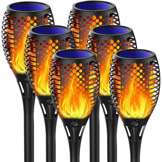 4 Lampes Torches Solaires AGOTD | Décoration Jardin Flamme Vacillante - Imperméable