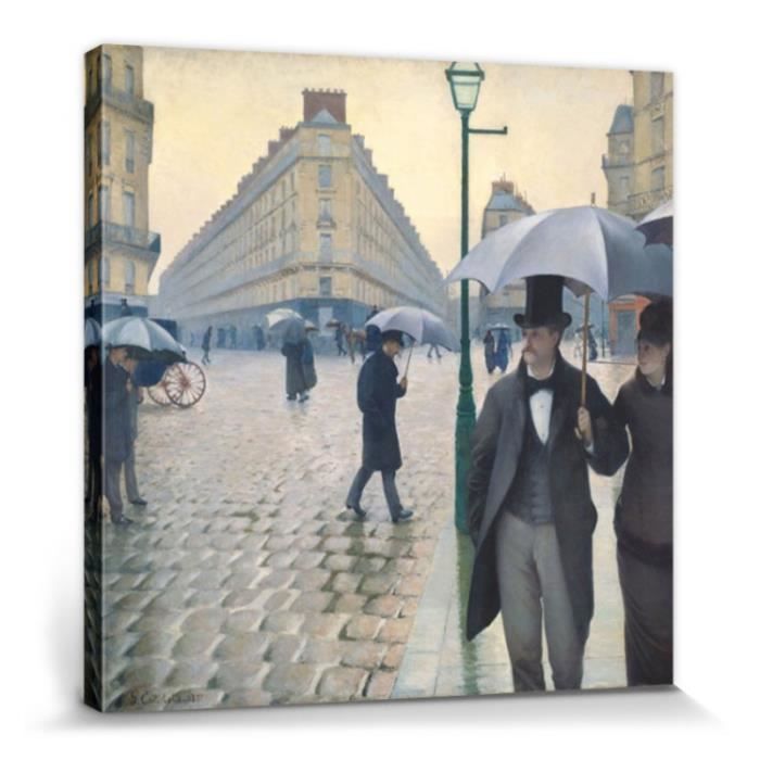 Poster Reproduction Sur Toile Tendue Sur Chassis Gustave Caillebotte Rue De Paris Temps De Pluie 1877 70 X 70 Cm Achat Vente Tableau Toile Cdiscount