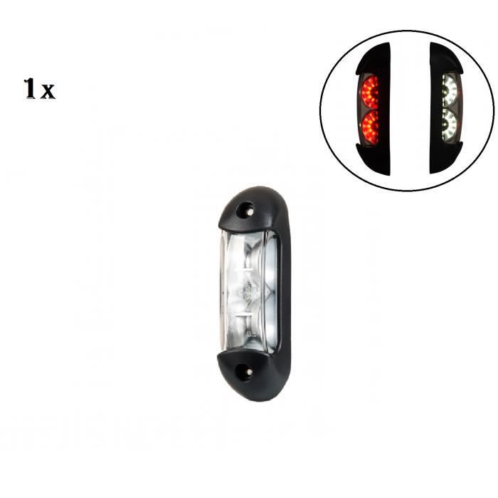 1x LED Feu De Gabarit Lateraux Position Universelle Rouge + Blanc 12-24V Camion