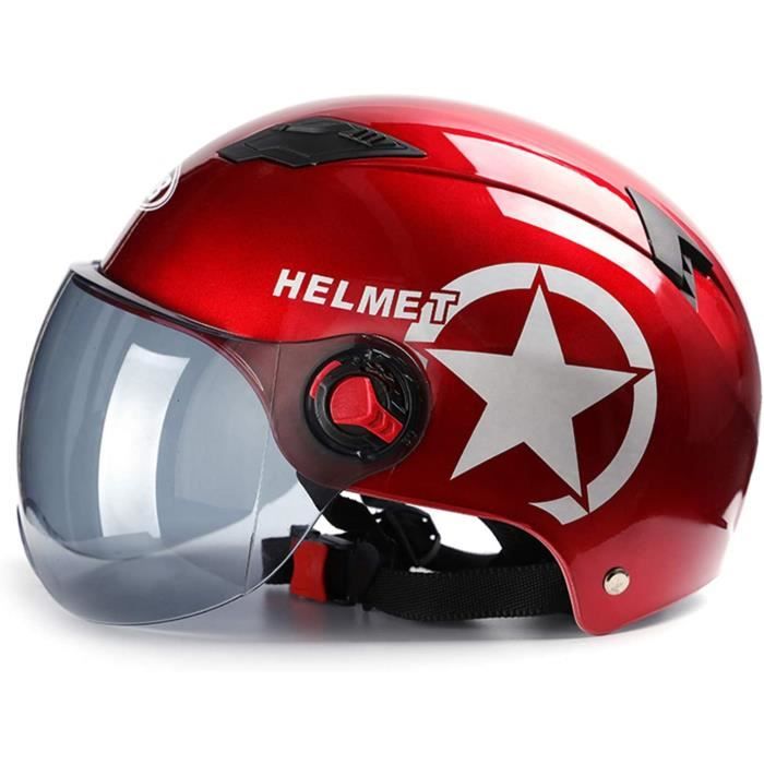Galatée Casque de Moto Scooter avec Visière UV Lunettes Casque Jet Casque Moto Demi-Coquille pour Hommes Femmes Coque ABS et Doublur