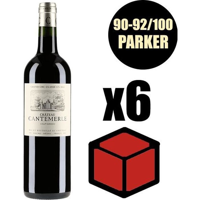 X6 Château Cantemerle 2016 Rouge 75 cl AOC Haut-Médoc 5éme Cru Classé Vin Rouge