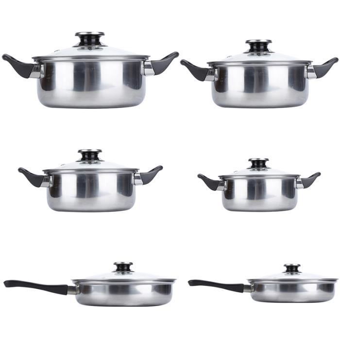 Batterie de cuisine en inox (12 pièces)