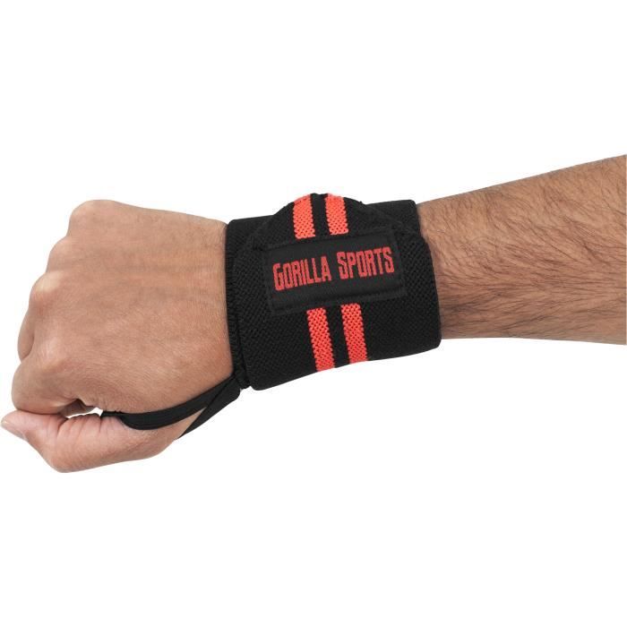 Bande de maintien poignet Noir-Rouge Gorilla Sports