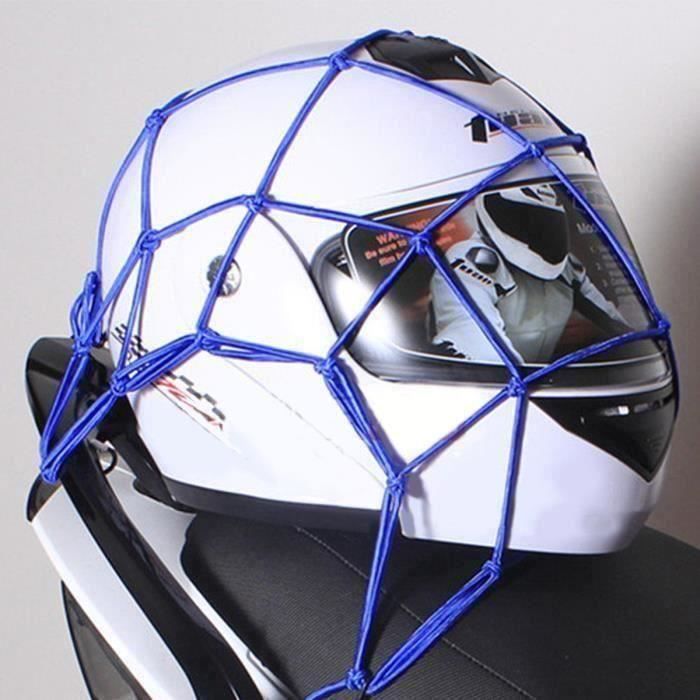 30X30cm Filet de Coffre Bagage Casque avec 6 crochets pour Moto Vélo Bicyclette Bleu