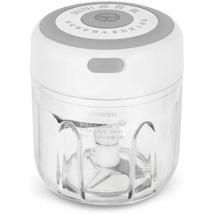 Hachoir électrique sans fil portable pour ail, fruits, oignons, gingembre, 250 ml (blanc)