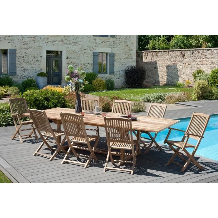 Table rectangulaire double extension 200-300x120 cm JARDITECK