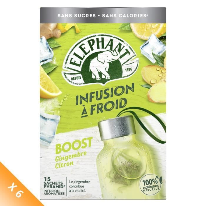 Lot de 6 - ELEPHANT Infusion Bien-Etre Boost Froid - 15 Sachets Pyramid