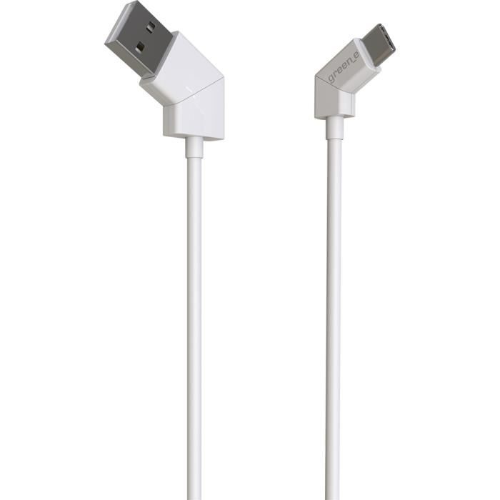 GREEN_E Cable type C embout rotatif - 1,2 m - Blanc