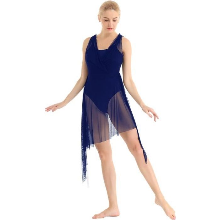 Robe Danse Contemporaine Femme Robe Patinage Artistique Sans Manches Académique Justaucorps Gymnastique Tutu Danse Classique XS-XL