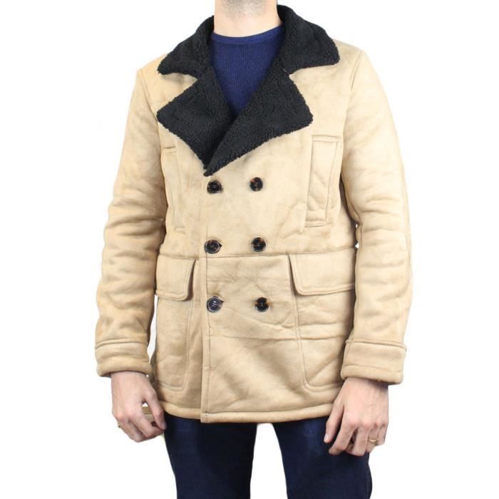 Caban court sherpa Homme Beige