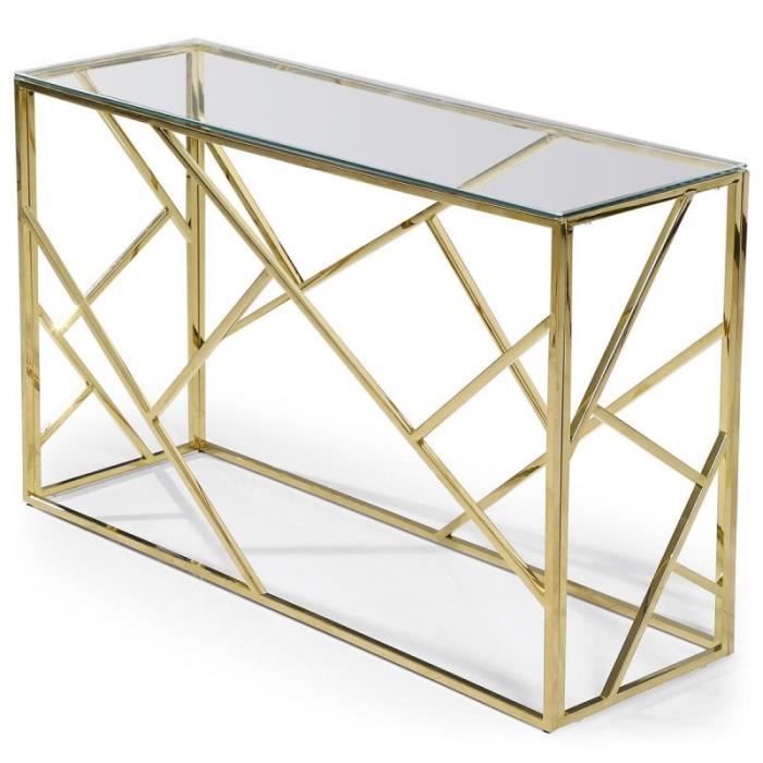 Console Design En Verre & Métal -linea- 120cm Or - Paris Prix