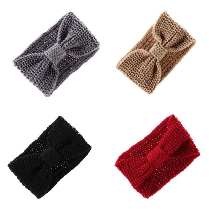4 Pièces Stretch Knit Dames NouéEs Bande de Cheveux Arc Bijoux de Sport Coiffure Style RéTro