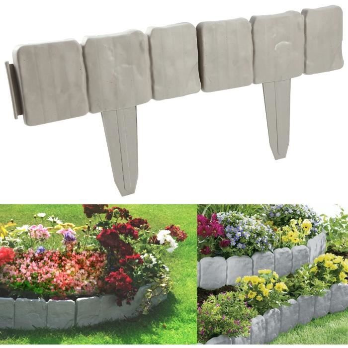 20 Pcs Bordure de Jardin - Bordure de Pelouse / Jardin Clôture Bordure / Bords de Pelouse / Clôture Effet Pierre Pelouse