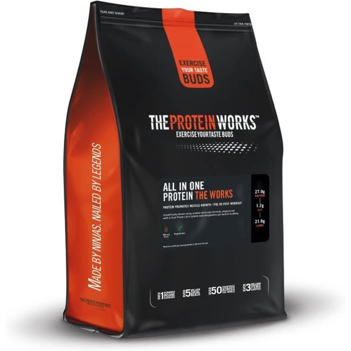 THE PROTEIN WORKS Tout-En-Un The Works - Shake Protéiné Complet - Avec Glutamine et Créatine - Banane Onctueuse - 1kg