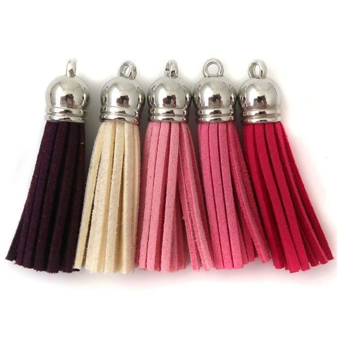 5 pompons en suédine 3,6 cm - Camaïeu rose