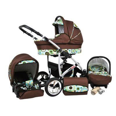 Largo 3 en 1 Poussette combinée avec siège auto Poussette Canne Accessoires 78 CHOCOLAT & DESIGN SPORTIF