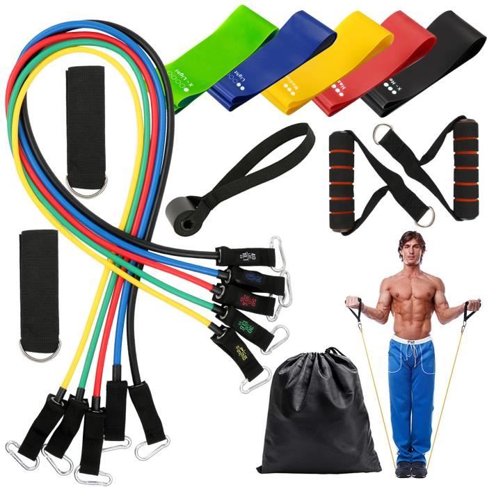 11pcs Bandes de Résistance Elastiques Musculation, et 5pcs Fit Bande Élastique Fitness