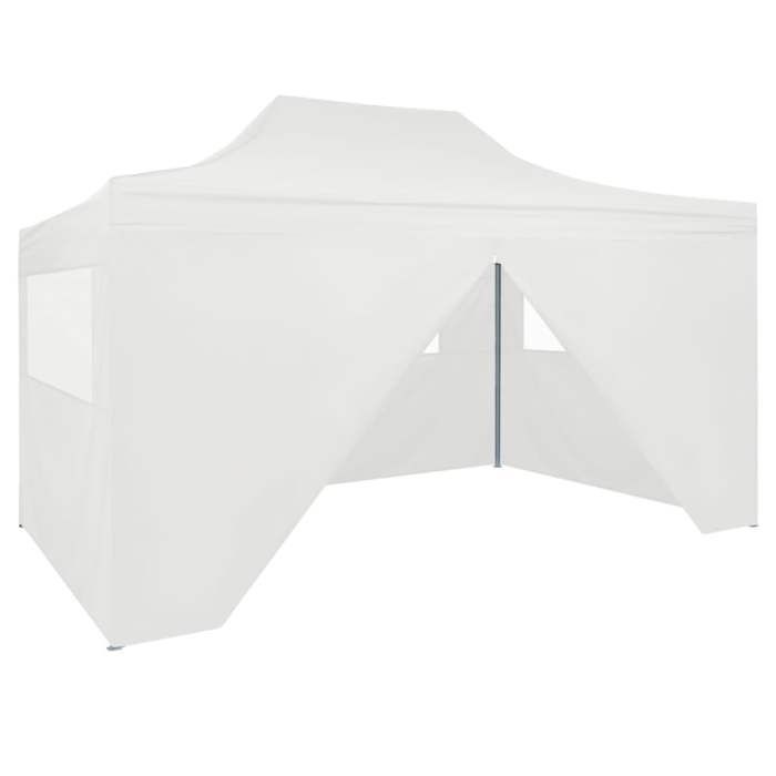 CHIC Anti-UV Tonnelle de Jardin Tente de réception pliable avec 4 parois 3x4 m Acier Blanc FR5652