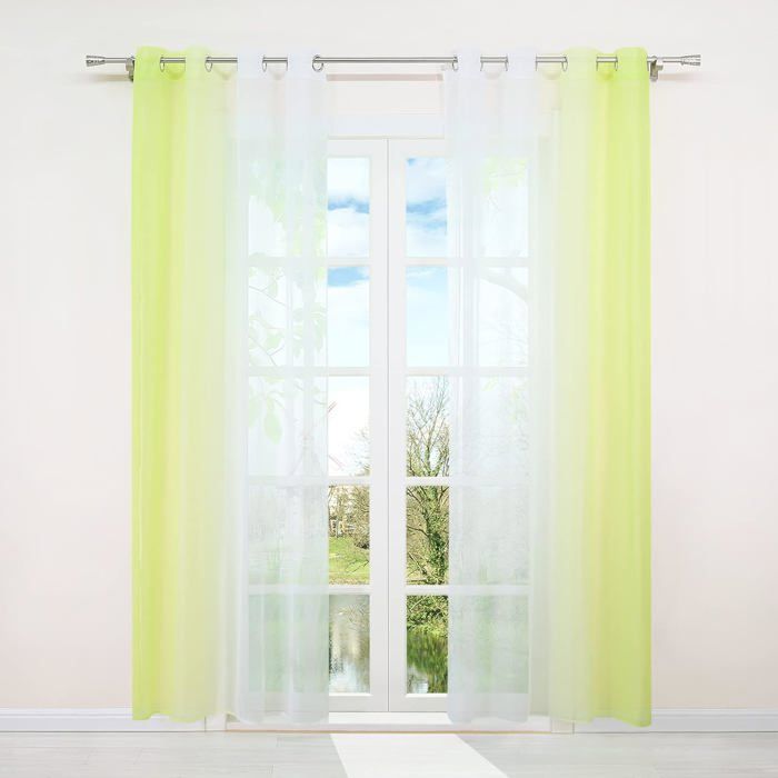 SIMPVALE Lot De 2 Rideaux Voilages Rayés Avec Pattes – Transparents Élégants Vert 140x225 Cm, Lumière Douce Et Décoration Moderne