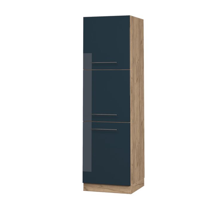 Armoire haute Fame-Line 60cm Bleu foncé brillant/Chêne doré Vicco 48895