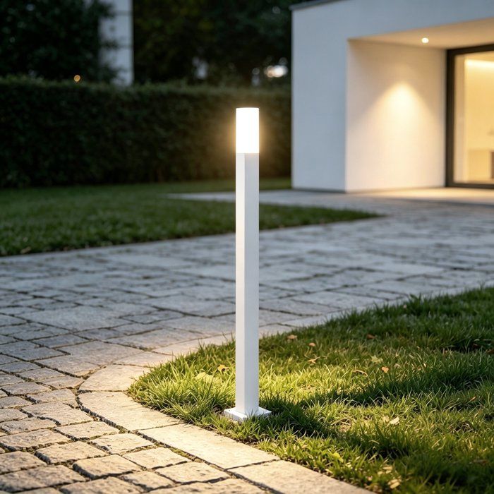 Mai & Mai Lampe sur Pied Extérieur Blanc Eclairage Extérieur LED IP65 Desgin Deus Lumina 38x38x806mm