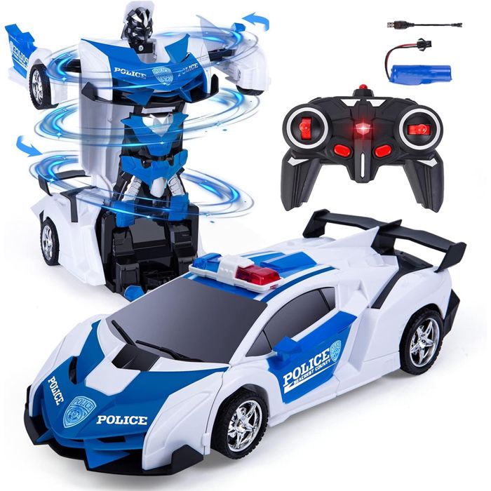 Voiture télécommandée amphibie 2 en 1 - VINGVO - 4 canaux - Rechargeable - 2,4Ghz - Bleu