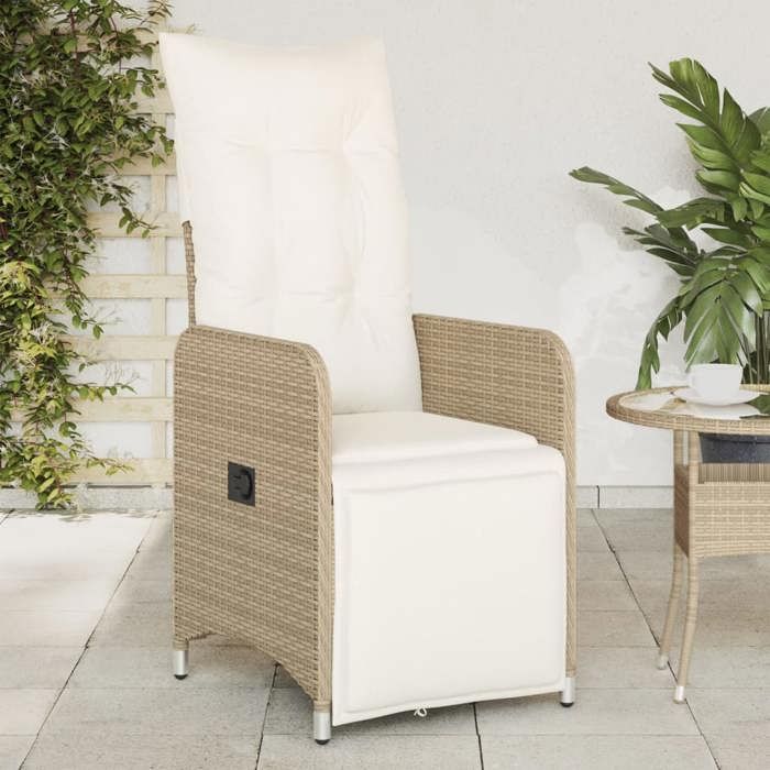 vidaXL 2x Chaise Inclinable de Jardin et Coussins Fauteuil dExtérieur Chaise de Patio Terrasse Arrière cour Robuste Résine 46065 - vue 4
