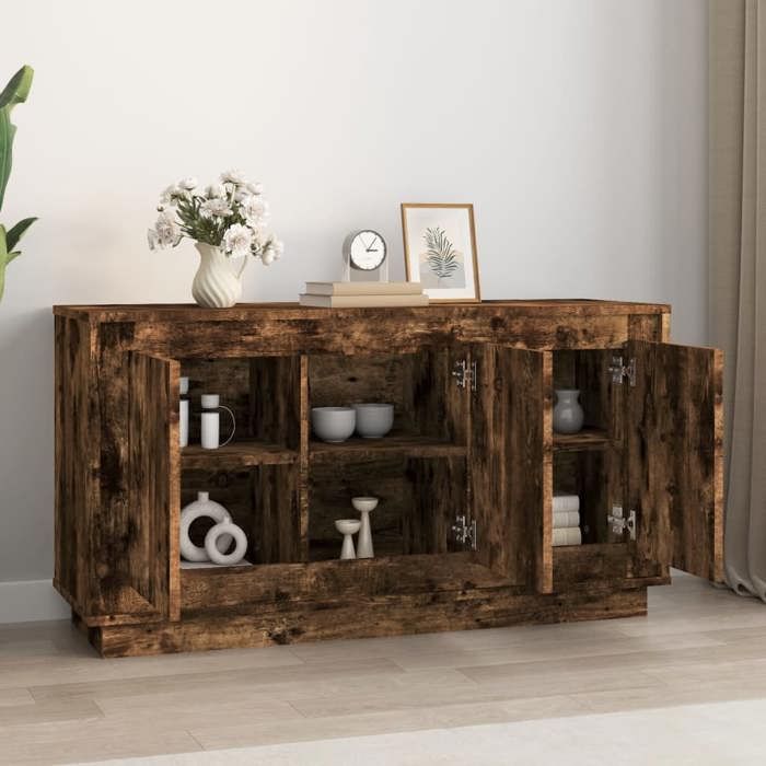 Commode/Buffet contemporain Chêne fumé 102x35x55 cm bois dingénierie LL0000204048