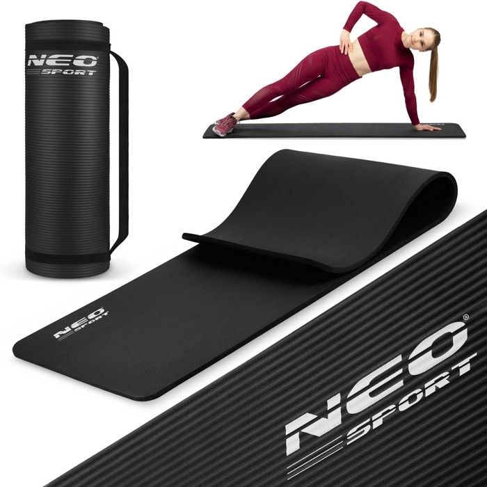 Tapis dexercice épais - JANSHOP - 183x60 cm - Noir - Matériau NBR - Antidérapant - Imperméable