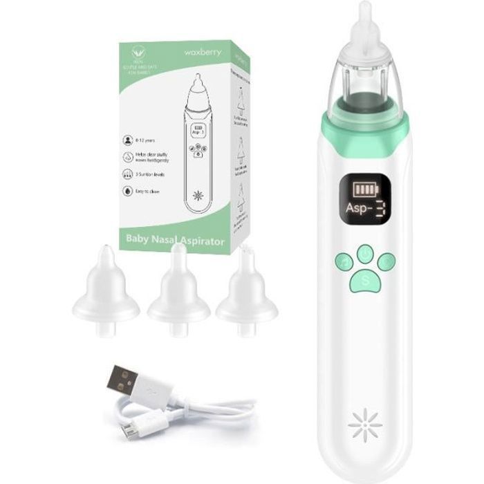 Aspirateur Nasal électrique Bébé ADDLIVE 2 En 1 - 5 Niveaux D'aspiration, 3 Buses En Silicone, écran LED - Pour Moucher En Douceur