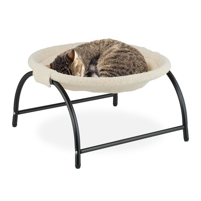Comparer les prix de Relaxdays Lit surélevé pour votre chat siège moelleux et armature solide H x L x P : 25 x 45 x 42 cm beige et noir