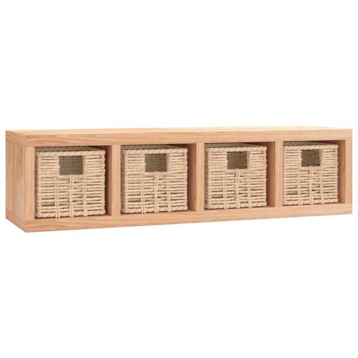 Meilleures Étagère murale - Meuble étagère dexposition - avec paniers 62x18x16 cm - bois massif de noyer SSDC9009954