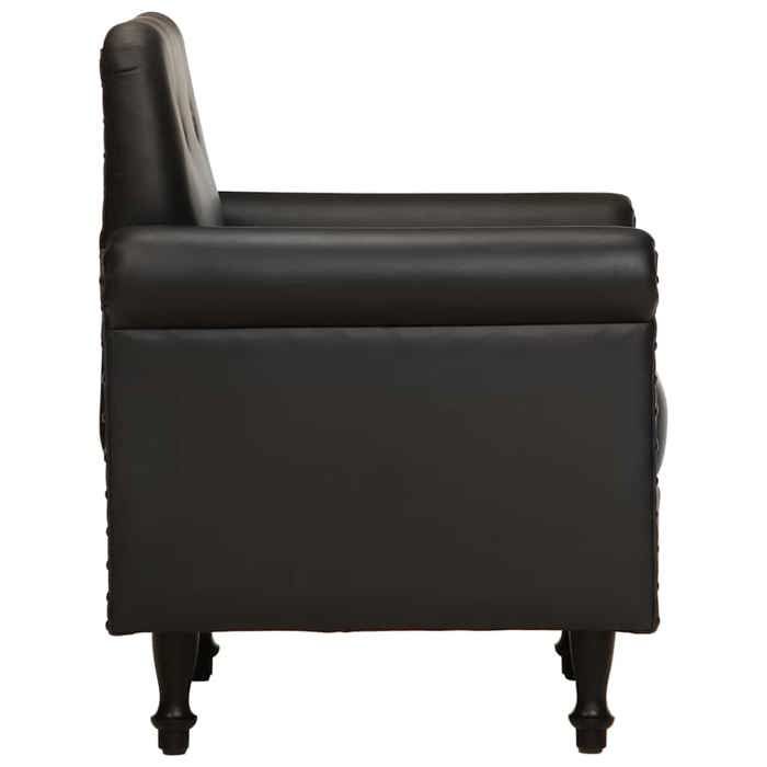 CLARENCE® Fauteuil cabriolet/Chaise de salon - Pour TV - noir cuir véritable LV5414