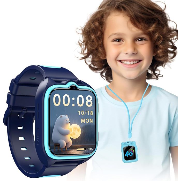 4G Montre Connectée Enfant Blackview Smartwatch avec GPS Appels SOS VidéoVoix Chat Cadeau de 4 à Filles Garçons