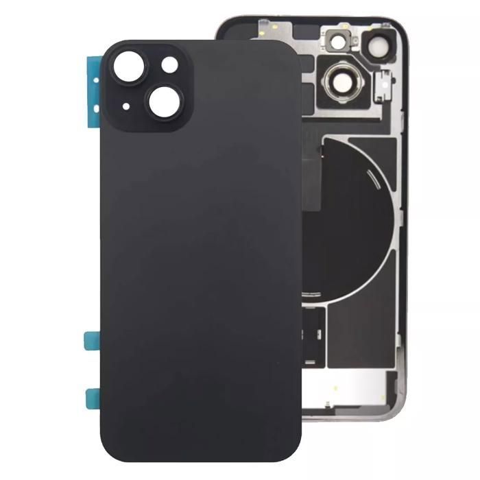 Vitre Arrière Pour IPhone 15 Plus Noir - Avec Plaque Métallique Et Lentille, Neuf