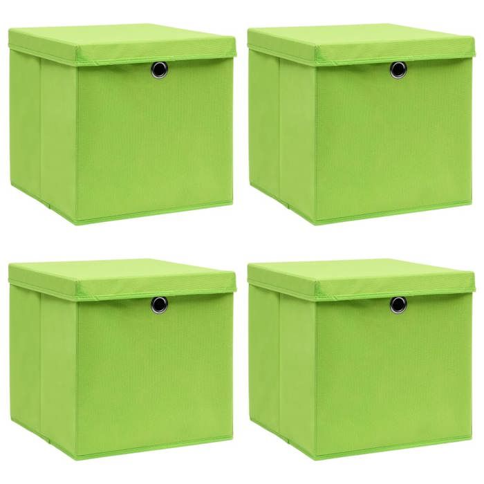 (Promotion Black Month) Boîtes de rangement - Panier de rangement - Pour chaussettes/vêtements - avec couvercles 4 pcs Vert