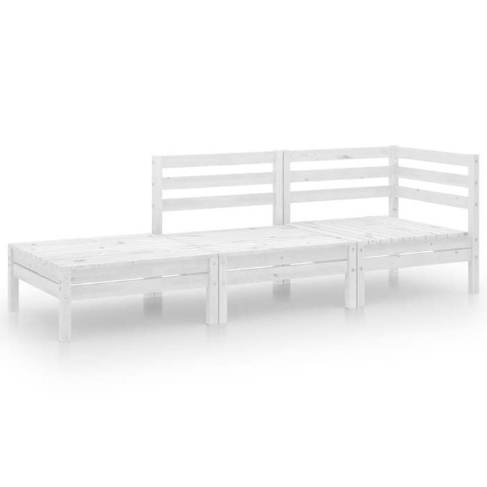 Salon de jardin en bois de pin - BURKE - Blanc - Bois de pin massif - 635x635x625 cm - Modulaire