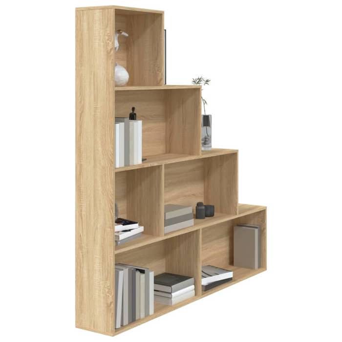 Bibliothèque/Séparateur de pièce en bois dingénierie - WIENS - Chêne sonoma - 155x24x160 cm - 6 étagères ouvertes