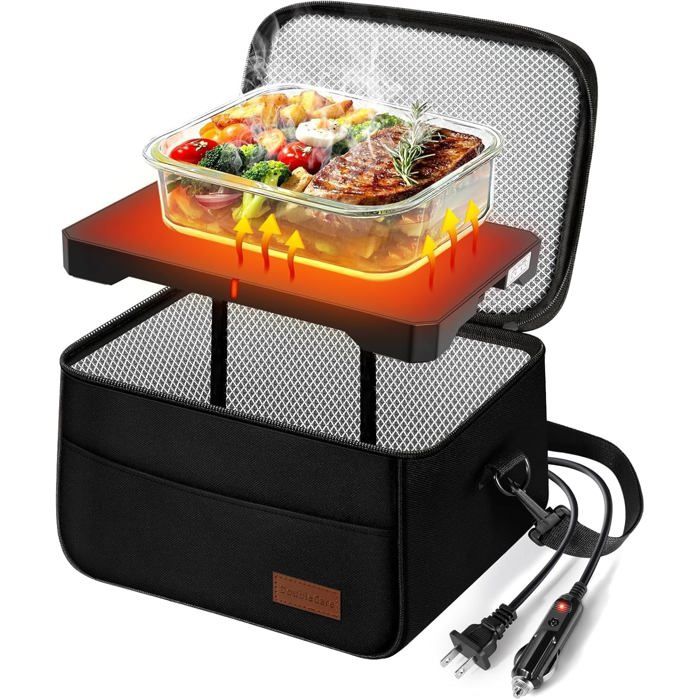 Four Portable 12 V Pour Voiture - Grande Boîte à Déjeuner électrique - Réchauffage Personnel Au Micro-ondes Et Cuisson Des Aliments Crus En Voiture