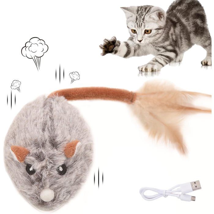 Souris Télécommandée Interactive pour Chat avec Détection Intelligente - Jouet Électrique Rechargeable USB pour Chaton