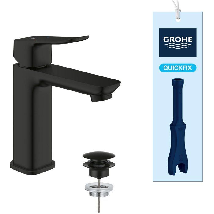Mitigeur de lavabo - GROHE DICE - Taille M - Vidage clic-clac - Noir mat