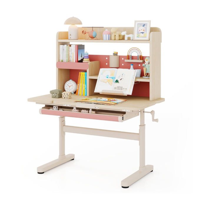 Bureau réglable en hauteur 100 x 60 x 111-135 cm avec plateau inclinable ergonomique et