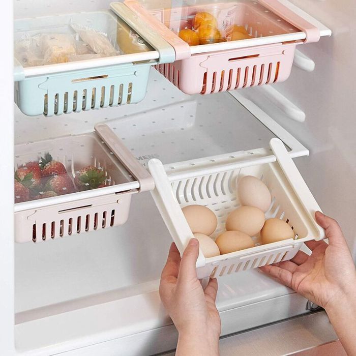 Rangement Frigo Réfrigérateur Escamotable Avec Tiroir Organisateur Boîte de Rangement Pour Réfrigérateur Garder le Réfrigérateur (