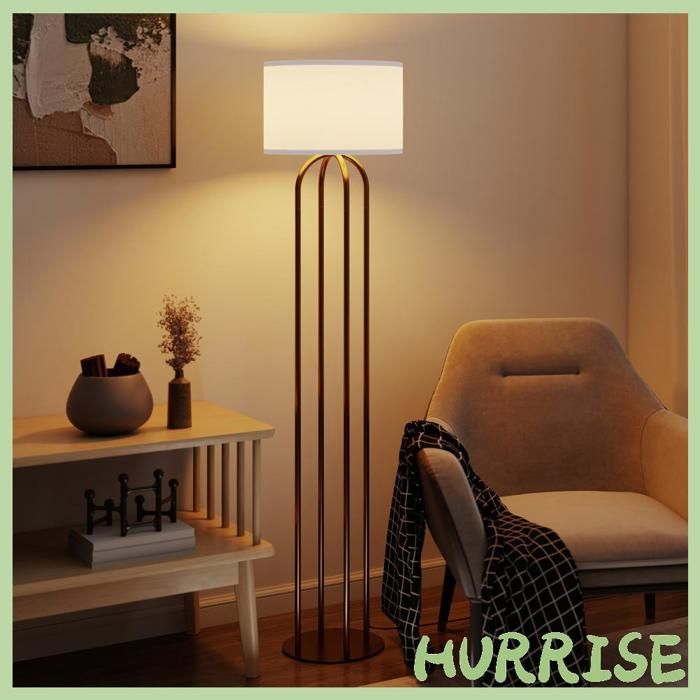 Cocosity Lampadaire Sur Pied De Salon Lampe Sur Pied Avec Abat-Jour En Lin Et Interrupteur À Pied Ø 38 X 161 Cm Doré Et Beige