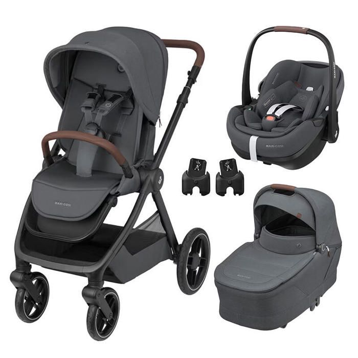 MAXI COSI - Poussette Trio Oxford + Siège auto Pebble 360 Pro 2 + Nacelle Sense Twillic Graphite