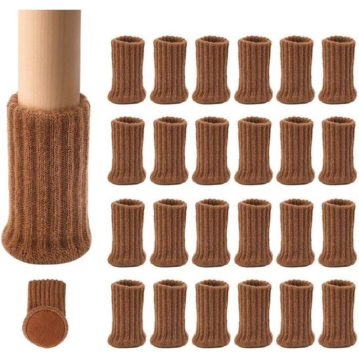 24 Paires de Chaussettes de Meubles en Tricot Antidérapantes pour Pieds de Chaises pour éviter Les Rayures et réduire Le Bruit