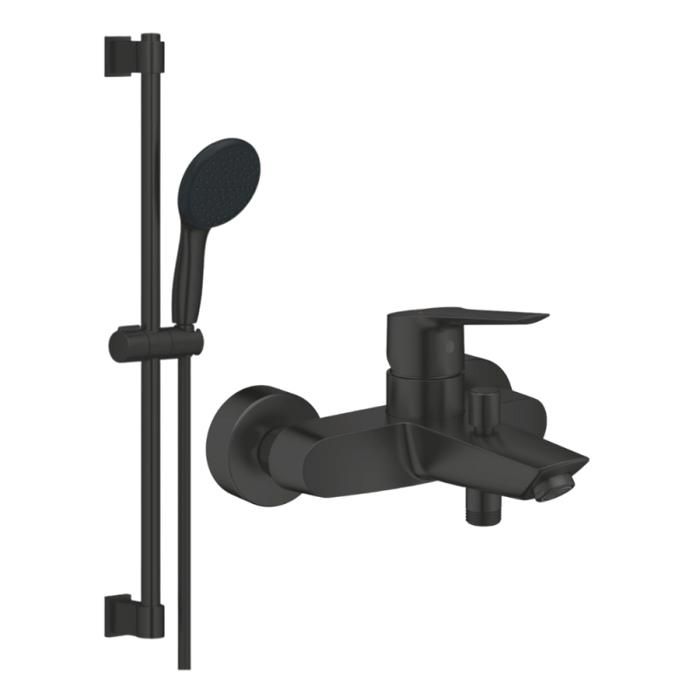 Grohe Mitigeur bain douche mécanique Start 2021 mat + Ensemble de douche 2 jets avec barre Vitalio Start 110