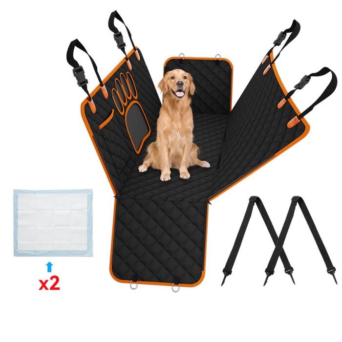 Animalerie Housse de Siège pour Chien Protection Siège Voiture Chien，Imperméable avec Fenêtre de Visualisation137x147cm Orange