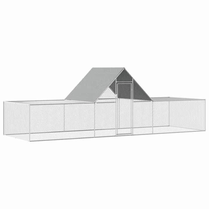 Poulailler 6 x 2 x 2 m - vidaXL - acier galvanisé - argenté - 6 x 2 x 2 m - hydrofuge - bonne ventilation - porte verrouillable lts1
